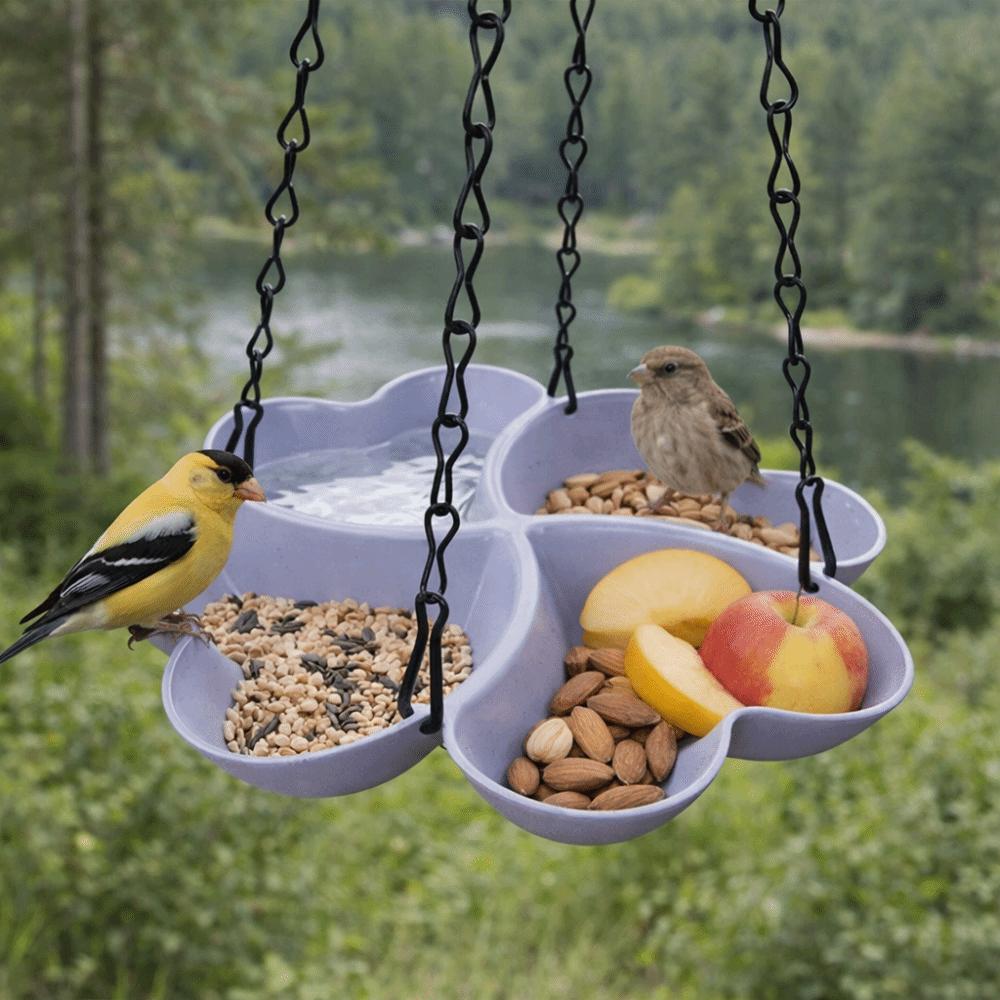 Large Capacity Hanging Bird Feeder Flower Shaped Bird Water Drinker Outdoor Garden