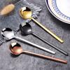 304 Stainless Steel Small Spoon Stirring Coffee Spoon 13/15/17cm Small Round Spoon Golden Rose Gold Small Spoon