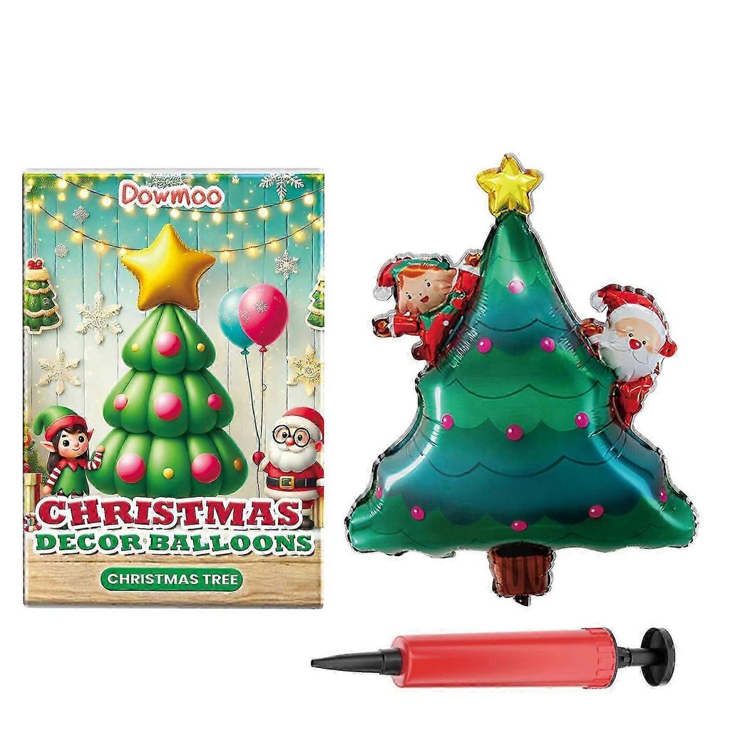 Durable Christmas Balloons Set - Santa, Reindeer & Tree, Easy Inflate, Long-Lasting Holiday Decor