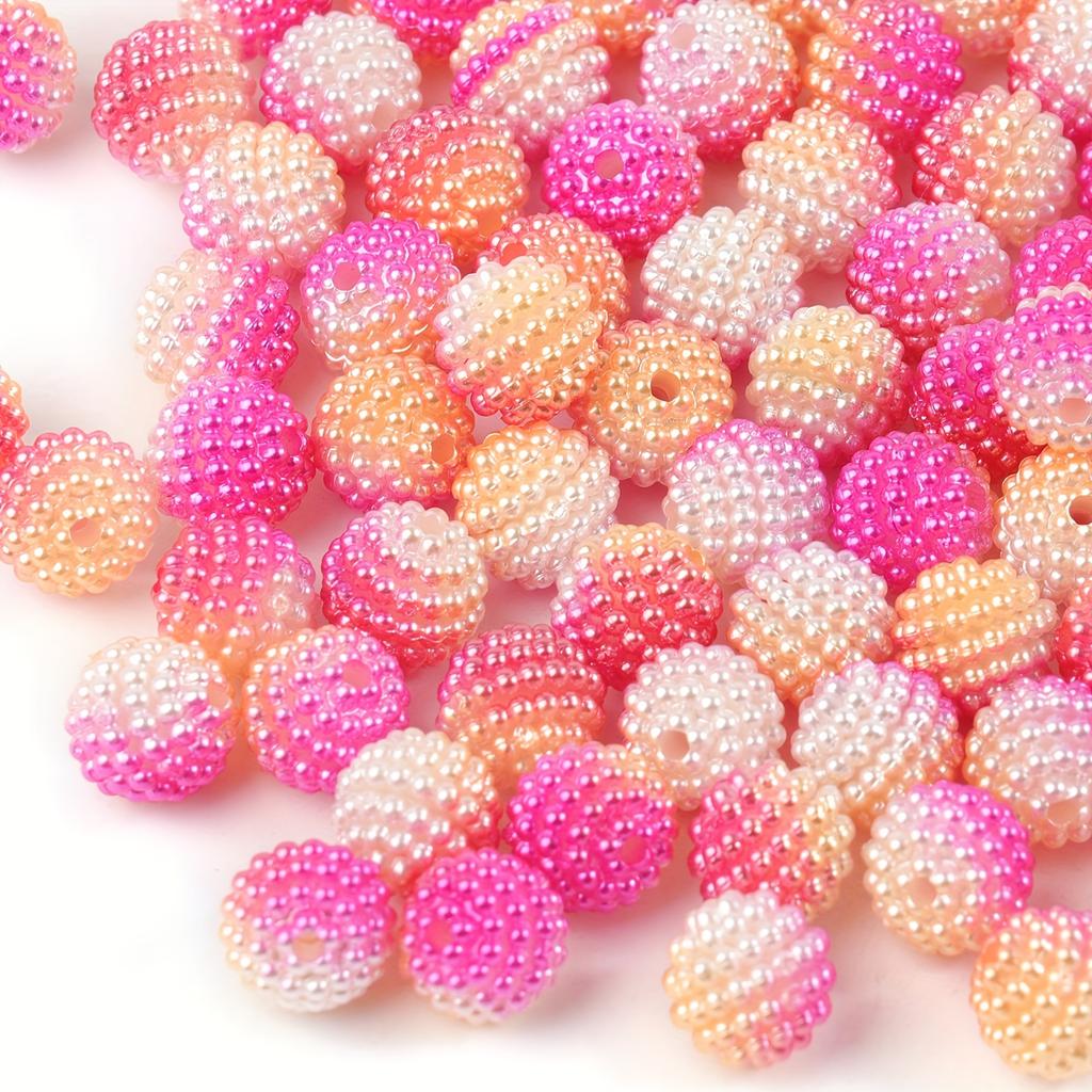 10mm 90stk/pose Flerfarget akryl Bayberry Perler Imiterte perleperler Runde løse perler Avstandsperler For øredobber Armbånd Halskjede Smykkefremstilling