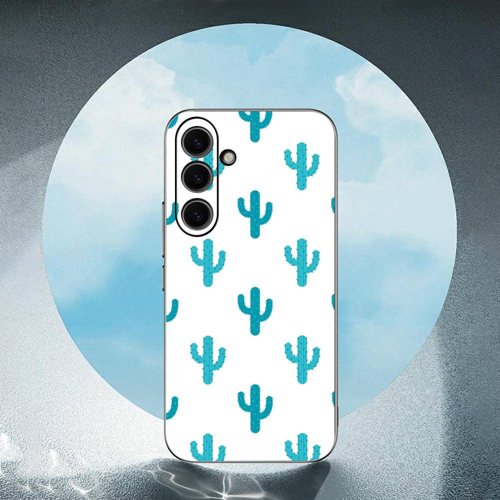 Cute Cactus Luxury Black Phone Case For Samsung Galaxy S23 S24 S25 Ultra S22 Plus S21
