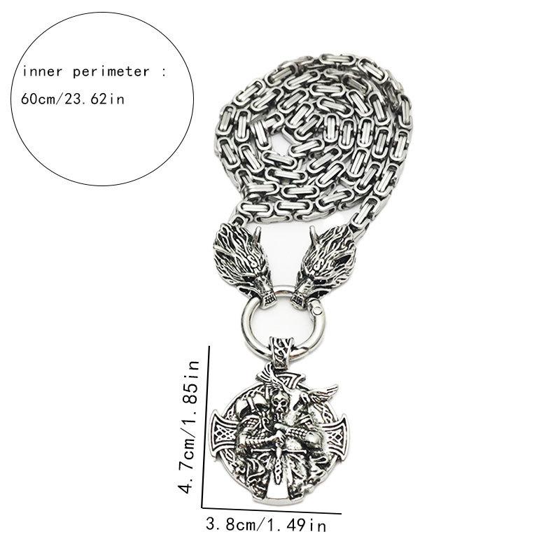 Noorse Viking Vintage Kraai Odin Tomahawk Wolfskop Ketting Heren RVS Ketting Noorse Stijl Sieraden