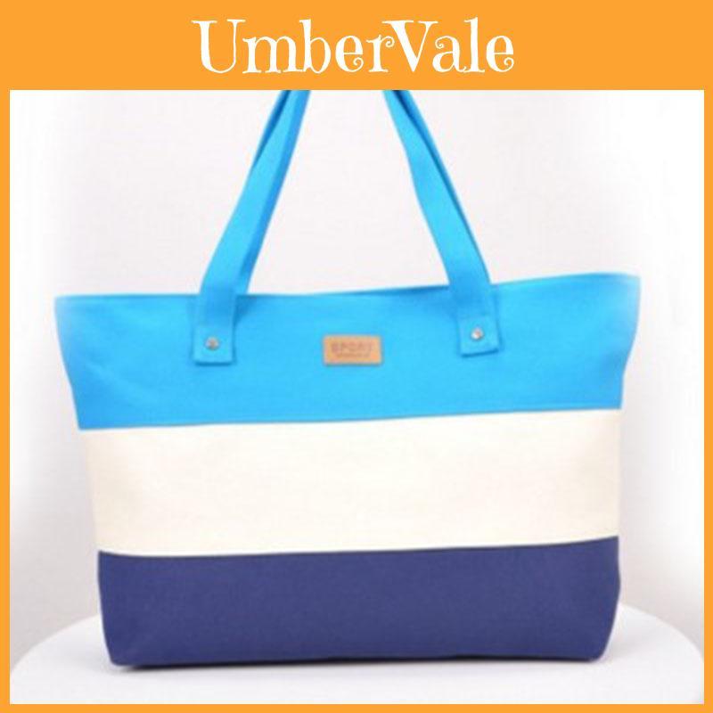 Versatile Women Canvas Stripe Handbag For Everyday Use And Summer Adventures