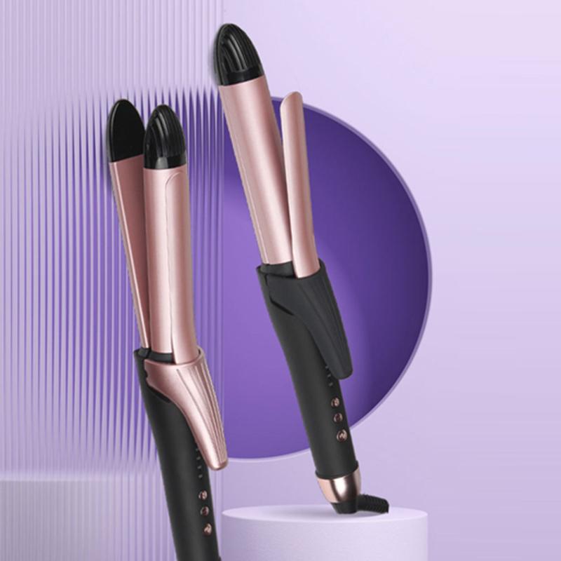 2024 Popular Portable Mini Hair Curler 2 In 1 Ceramic Flat Iron Rotating Hair Curler