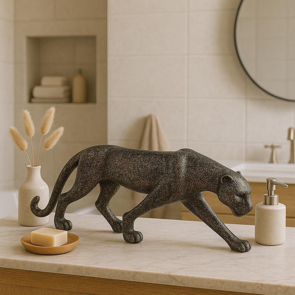 Beautiful Leopard Statue for Home Decor (Pack of 1, Dark Brown)