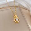 Titanium Steel Light Luxury Temperament Gorgeous Pearl Bow Necklace Women'S Versatile Collarbone Chain Titanium Steel Chain