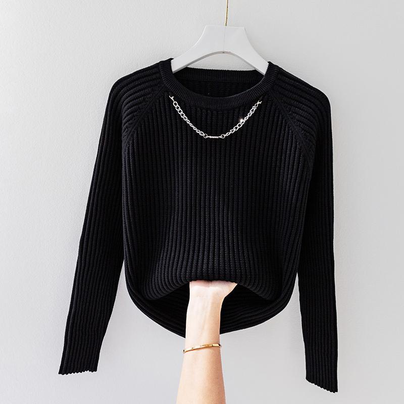 

Свитер женский свободный трикотажный топ в паре с базовым пальто 3XL