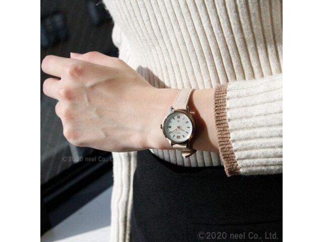 ORIENT iO Natural & Plain RN-WG0416S Quartz Solar Watch Pink Leather Band 27.6mm