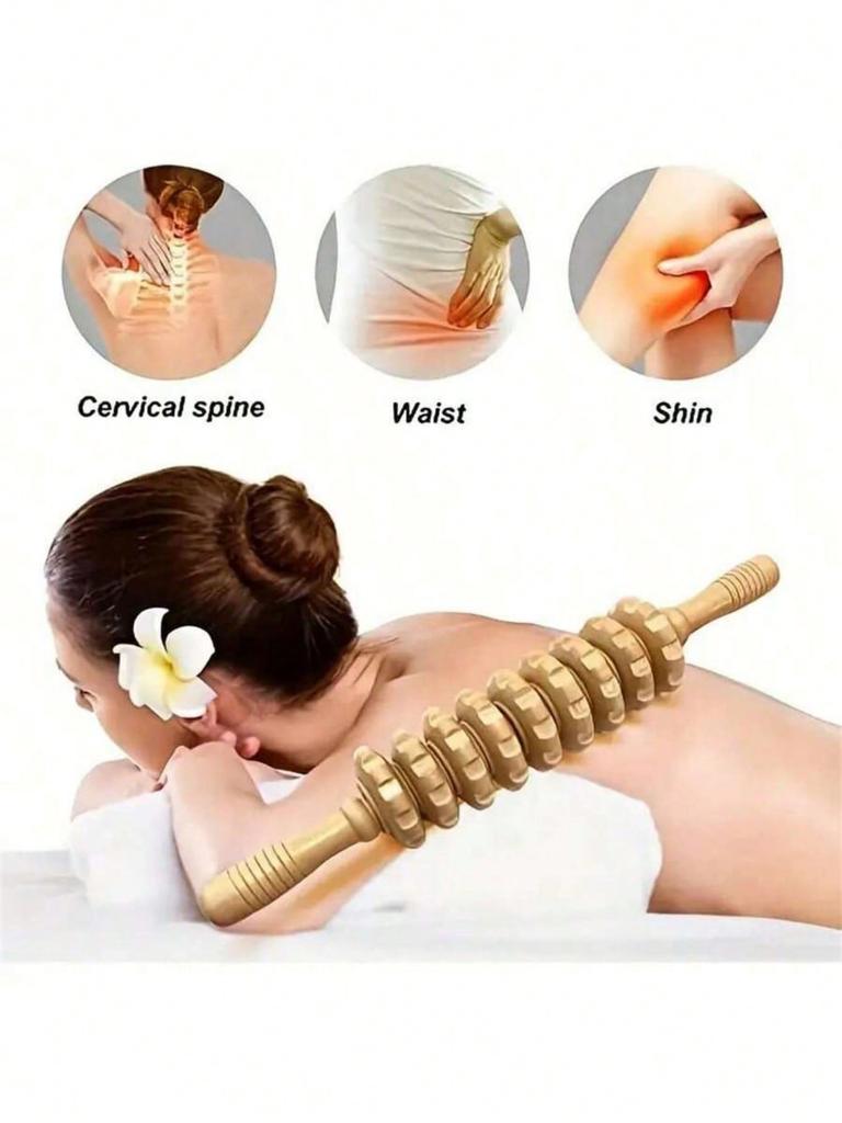 Nine-wheel wooden massage rollers - full-body meridian massager - home fitness device