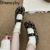 Autumn Winter Short Plush Women Mary Jane Shoes Comfort Round Toe Soft Sole Shoes Outdoor Warm Cotton Flats Shoes