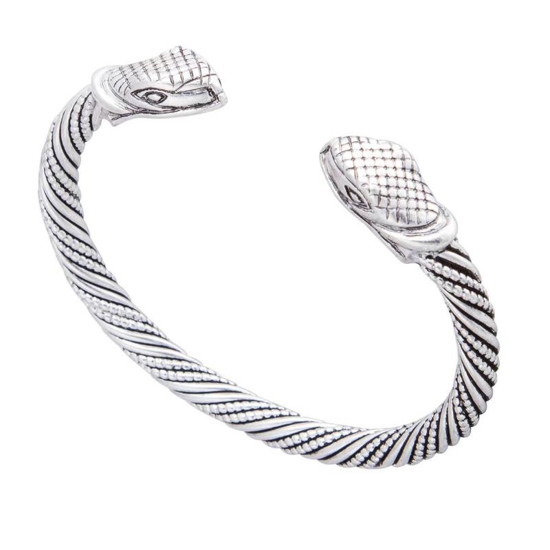 Cross-mirror E-commerce Retro Nordic Zodiac Snake Head Open Bracelet for Men and Women