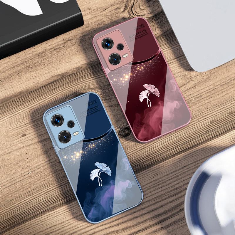Lila Rauch Ginkgo Blätter Für Xiaomi 14 Ultra 13 Lite Redmi Note 13 11 Pro 12 Plus Poco X6 3 Pro F4 6 GT Gehärtete Handyhülle