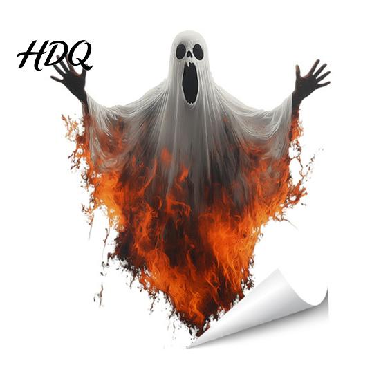 Creative Halloween Gift Ideas Ghost Skeleton Grim Reaper Static Window Clings Horror Break Through Removable Haunted House Decorations Glass Decals,