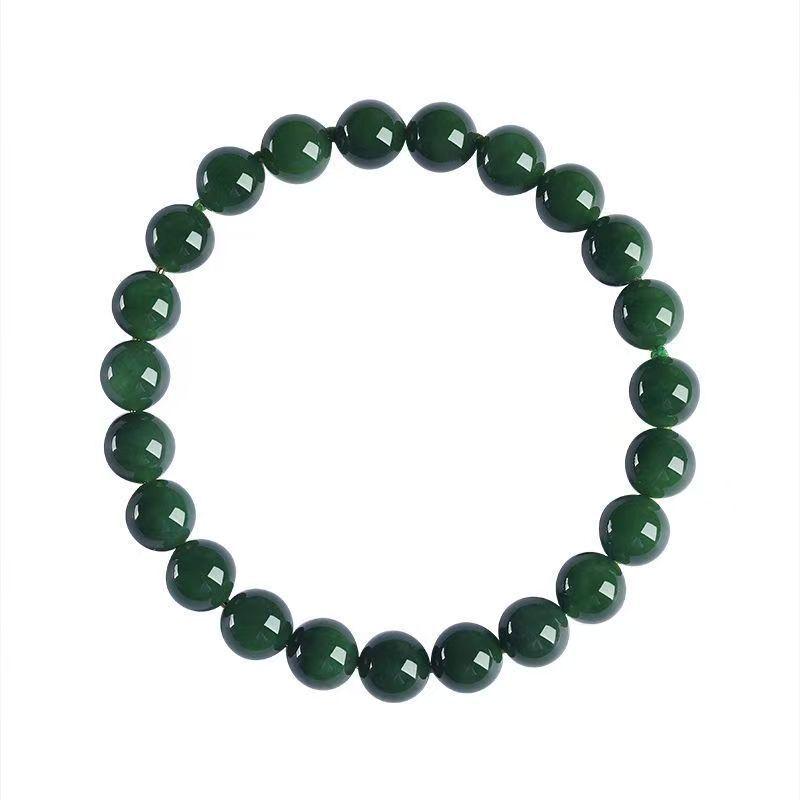 Spinach Green Hetian Jade Zodiac Bracelet for Men and Women - New Chinese Style