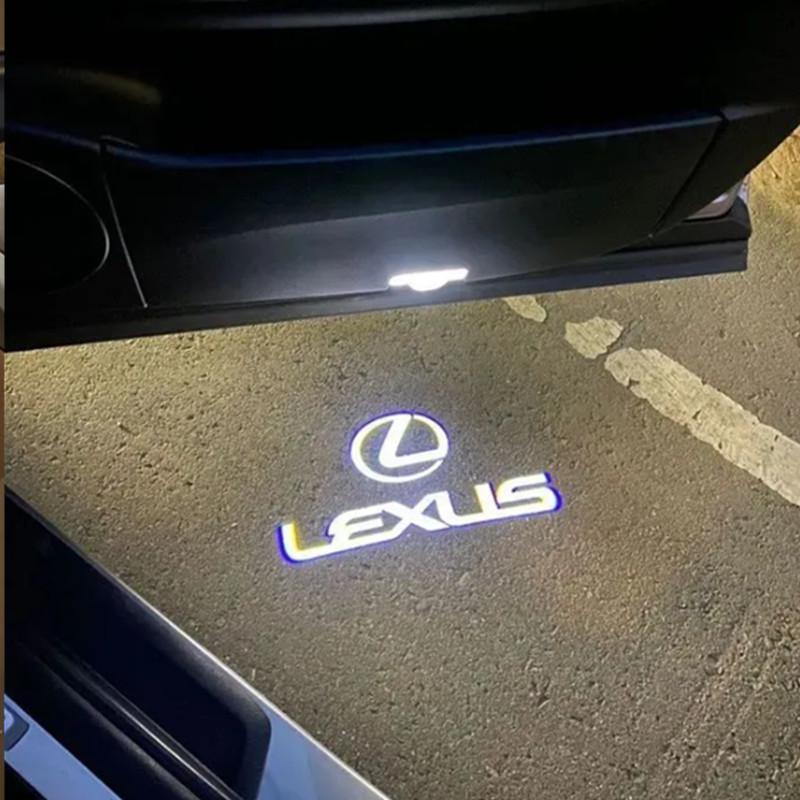 2PCS LED Car Welcome Door Lights Emblem Accessory For Lexus RX ES GX LS LX IS GS RC UX Series GX470 ES250 LX570 IS250 AEX1
