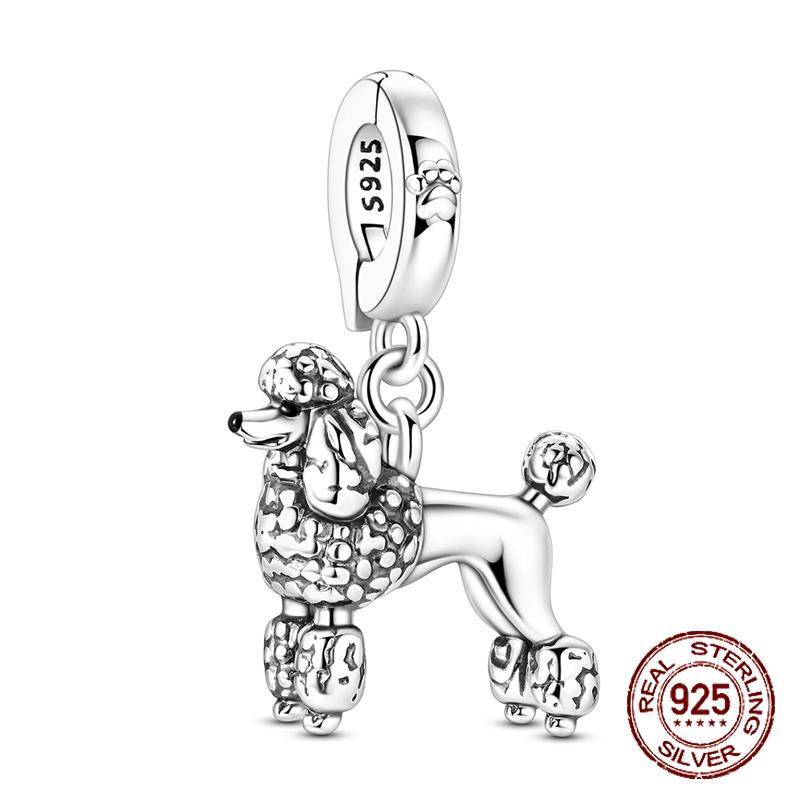 925 Silver Dog Charms French Bulldog Poodle German Shepherd Beagle Dachshund Pendants Fit Bracelets DIYJewelry Gift