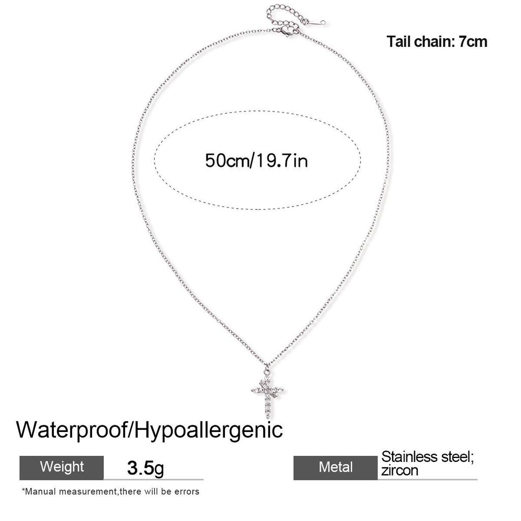 Zirkon Kreuz Edelstahl Choker - Elegante High-End Schlüsselbeinkette