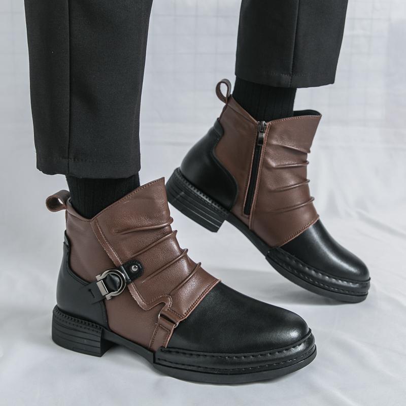 Мужские короткие ботинки Панк ботинки Ретро ботильоны смокинг Ретро черные ботинки Большой размер EU38 чёрный 3880₽