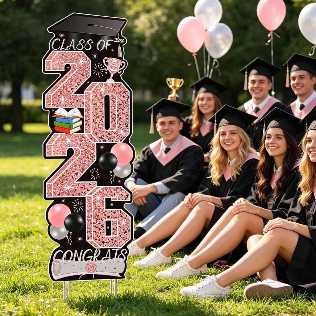 Graduation Season Yard Sign Set Hollow Board Lawn Decoration School Courtyard Outdoor Display Graduation Party Supplies Standee