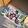 Winter Snowman Flannel Door Mat Carpet, 3 Snowman Print Absorbent Non-Slip for Kitchen Living Room Bedroom Bathroom Decor