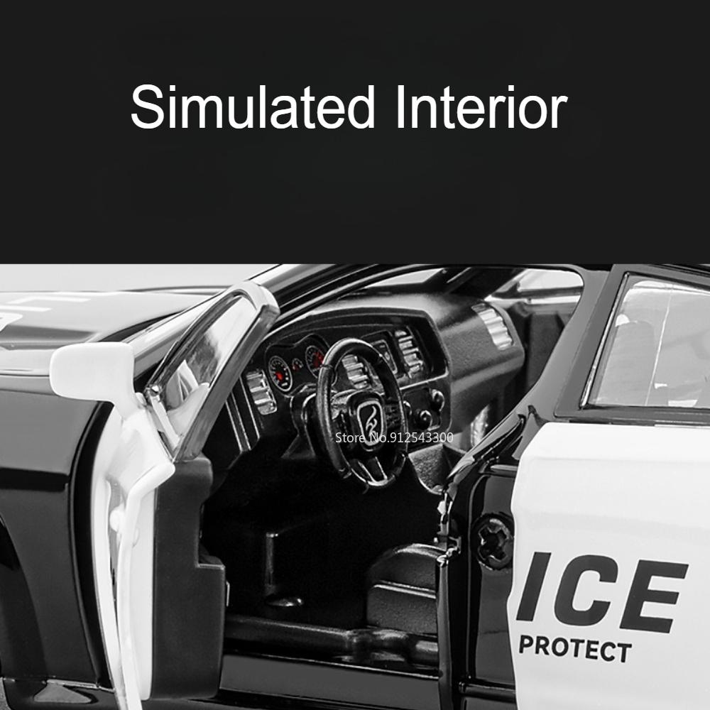 1:32 Scale Charger Honda Accord Police Car Model Toy Metal Diecast Music Light Shock Absorption Vehicles Models Ornaments Gift