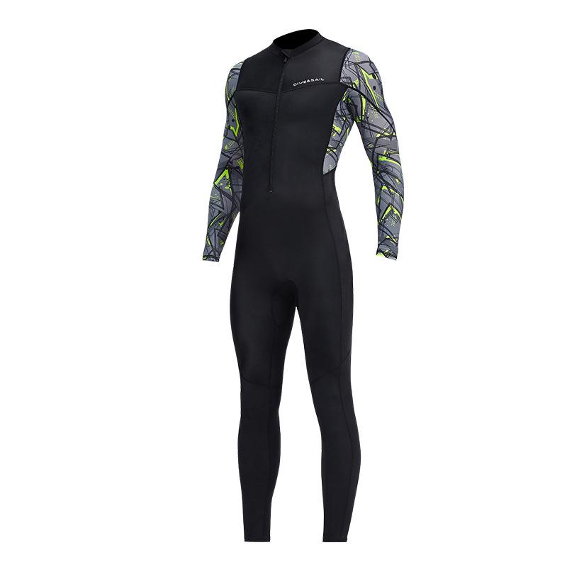 Men's Quick-Dry Lycra Wetsuit: Long Sleeve, Full Length, Sun Protection for Diving and Surfing