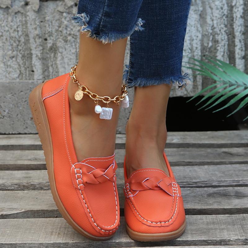 Large size single shoes women's summer new fashion retro style woven one-pedal women's shoes