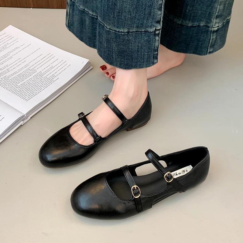 

Мода Корейская Мода Маленькие Красные Женские Туфли Ся Чуньцю Французский Ретро Ремешок с Пряжкой Мэри Джейн Плоские Одиночные Туфли 40 чёрный