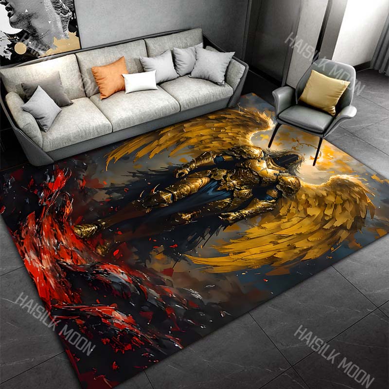 

Golden armored angel halo red-black Print Carpet Rug for Living Room Bedroom Sofa Doormat Home Decor Non-slip Floor Mat 40x60cm