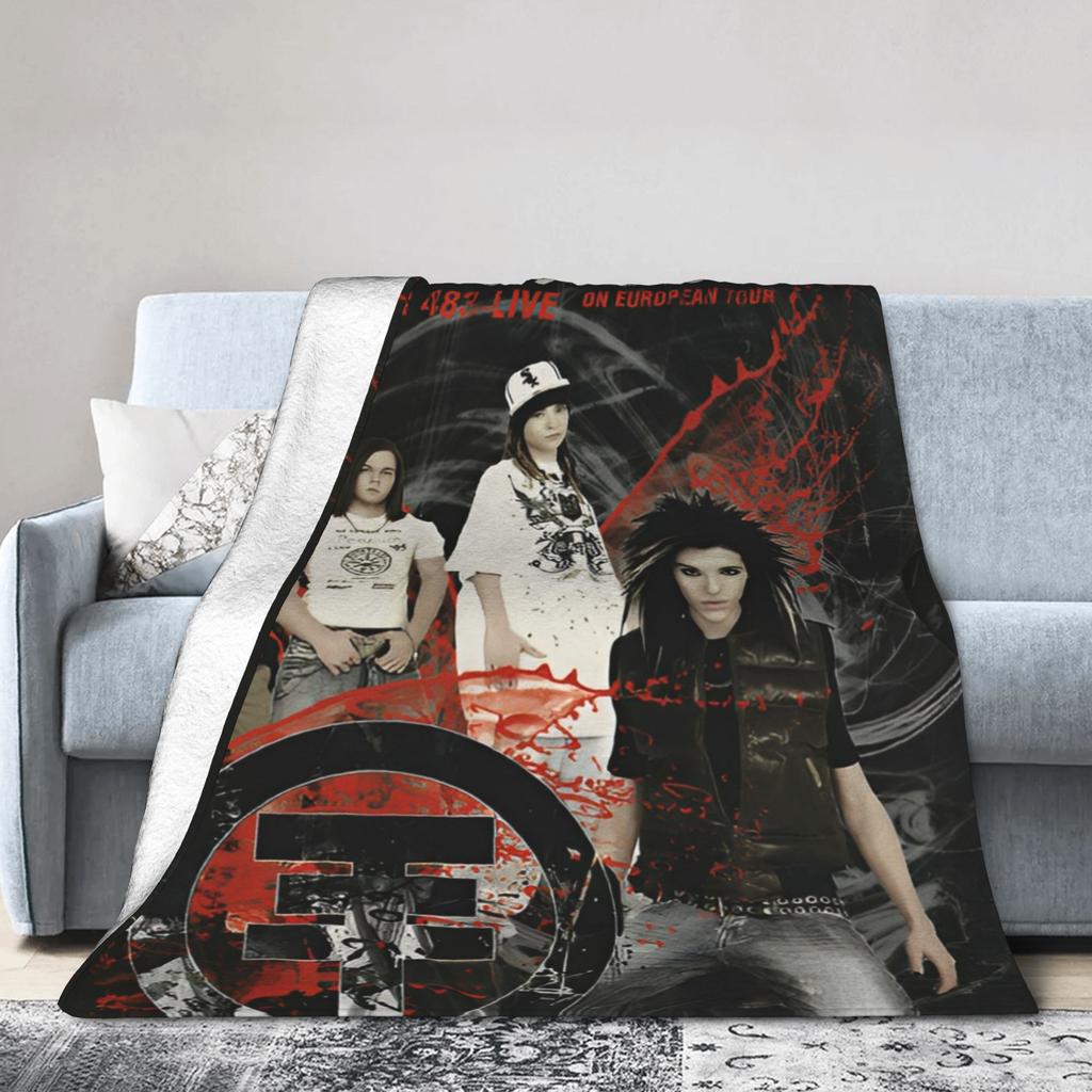 Coperta di Flanella Zimmer 483 Tokio Hotel Banda Rock Tour Moda Plaid per Letto Divano Divano 150*125cm Peluche Trapunta Sottile,