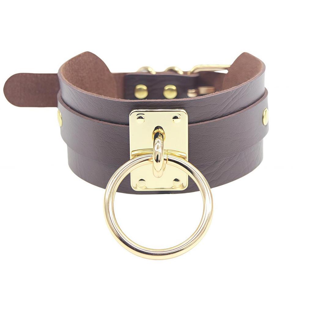 Harajuku Punk PU Leather O-Ring Choker Collar Necklace