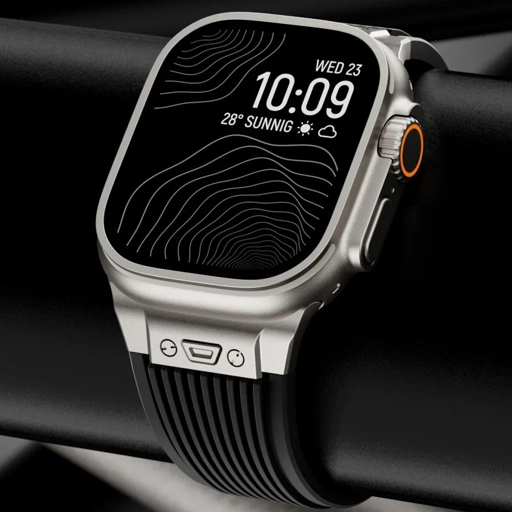 Liquid Silicone Strap for Apple Watch Ultra 3/2 Strap 49mm Sports Wristband iWatch Series 11 10 9 8 7 6 5 SE 45mm 44mm 46mm Belt