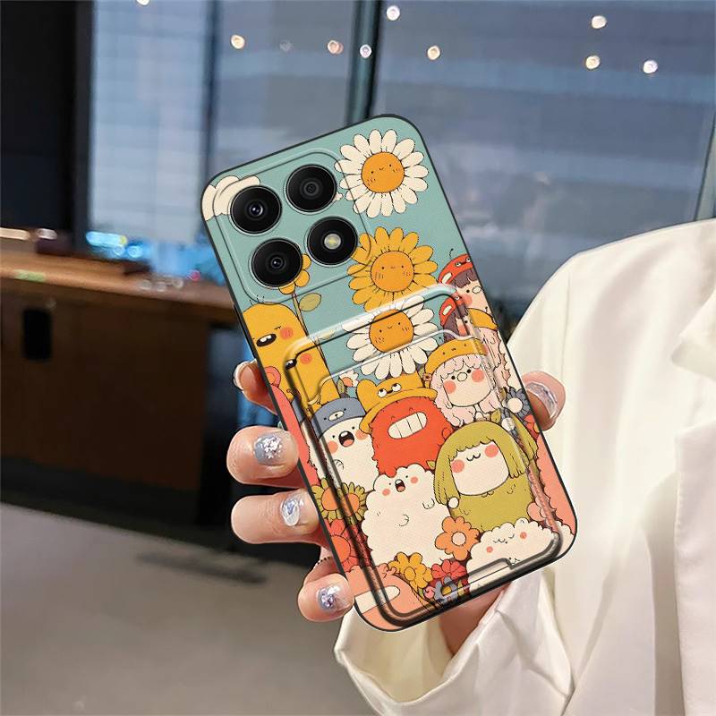 Shockproof Cartoon Phone Case For Honor X8a 4G Soft Case Cover Card Slot Silicone Protective Full Wrap Cute Back Cover