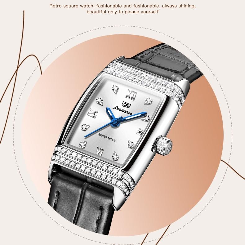 Hodinky značky JINSHIDUN Lehké Luxusní Jednoduché Diamantové vsazené Vodotěsné Luminous Quartz Hodinky Dámské hodinky Dámské hodinky