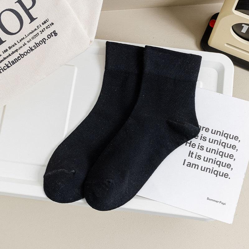 

Белые носки, Женские короткие хлопковые носки, Летние послеродовые носки, Короткие носки, Тонкие носки до середины икры, Однотонные универсальные носки 1 pair чёрный