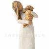 Valentine's Day Wood Carving Style Couple Figurine Resin Craft Romantic Embrace Home Decor