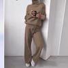 Stylish High Neck Solid Color Spliced Knitted Two-Piece Set - Autumn/Winter 2025 Collection
