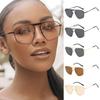 Single-Beam Polygonal Metal Sunglasses Large Frame Driving Beach Shades  for Women & Men