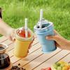 Summer Foldable Ice Ball Cup Silicone Water Bottle and Ice Mold 2in1 Ice Making Cup for Coffee Juice Drinks with Straw Lid