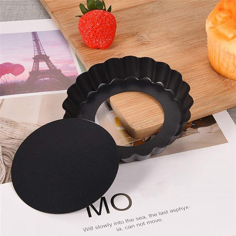 Black Carbon Steel Non-stick Tart Pan for Making Pizza, Roast Chicken, Cake