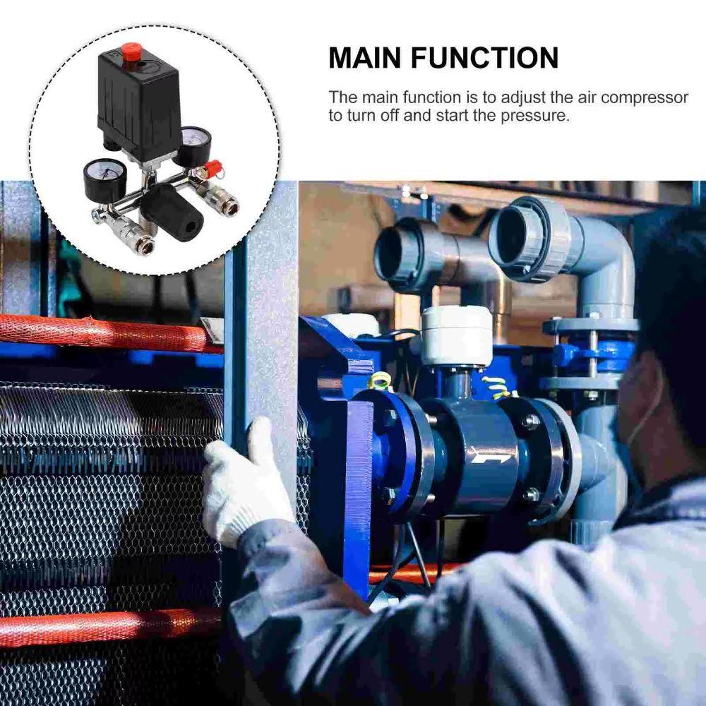 Dual Pressure Gauges Air Compressor Control Switch  Pneumatic Power