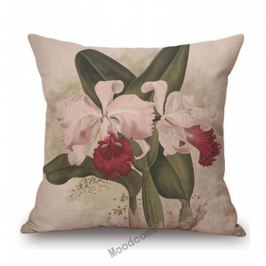 Pink Yellow Orchid Flower Hand Drawing Sketch Painting Home Decorative Sofa Throw Pillow Case Floral Car Seat Cushion Cover Case