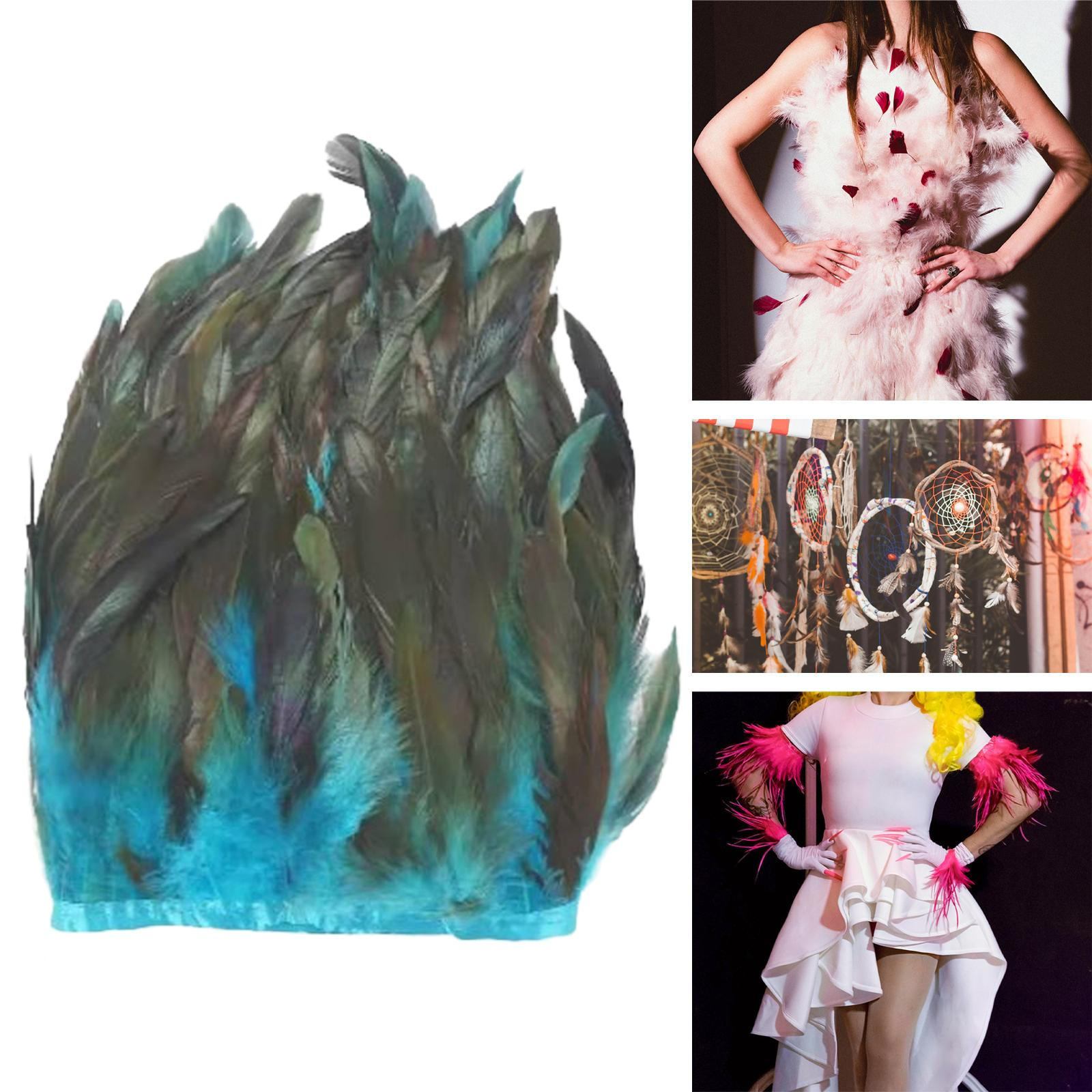 

Бахрома з пір я, швейна обробка, пір я з кольорових пластівців індички, штучна бахрома для синій