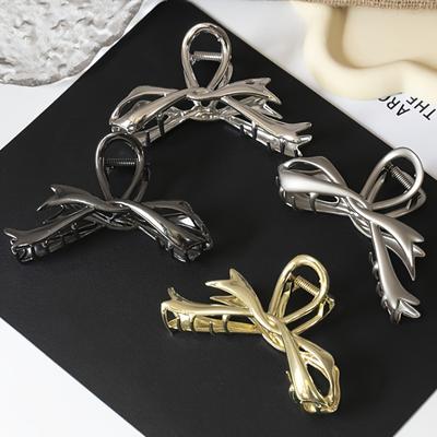 Sweet Metal Bow Ribbon Clip, Anti Slip Shark Clip, Elegant Ponytail Clip, Fashionable Hair Accessory