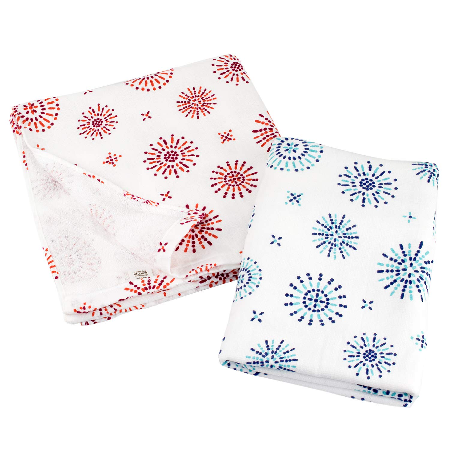 

Набор из 2 банных полотенец Bloom Gauze Touch разных цветов, из хлопка и махры Сенсю, Япония, Впитывающий, Быстросохнущий, Милый, Полотенце, 100% (Ханаби (синий