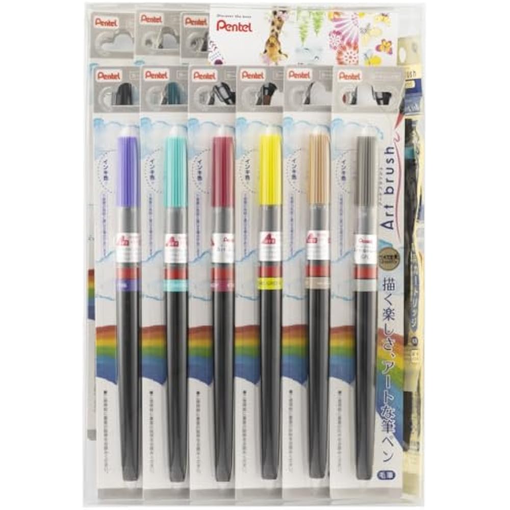 Pentel Color Brush Pen Art Brush 24 Color Set Bonus Cartridge XGFL24-AMZ