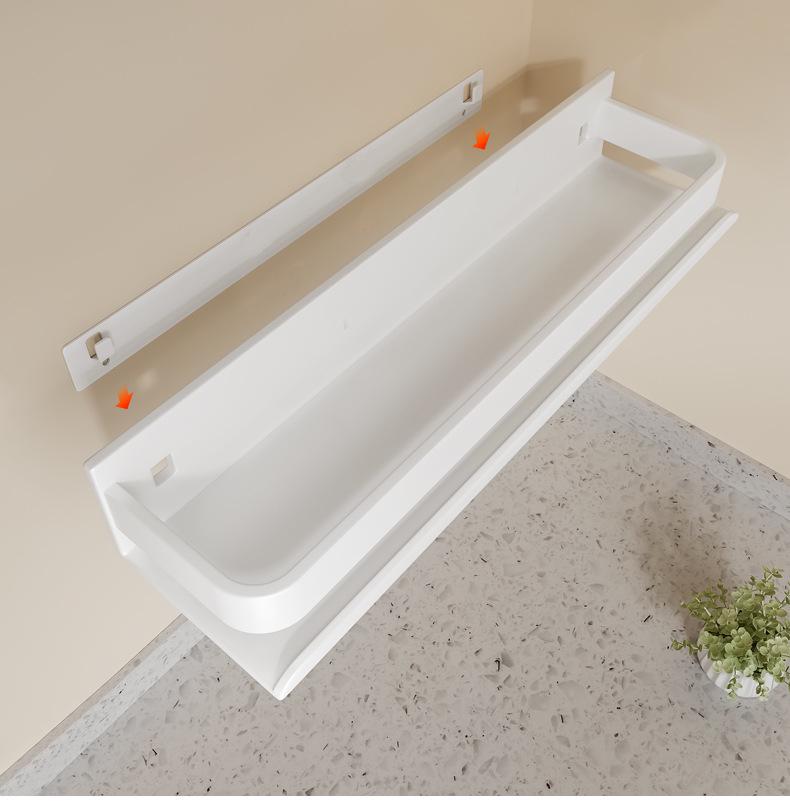 Väggmonterat köksställ i krämstil: Stansfri Vit Multifunktionell Förvaring för Kryddor och Kondiment