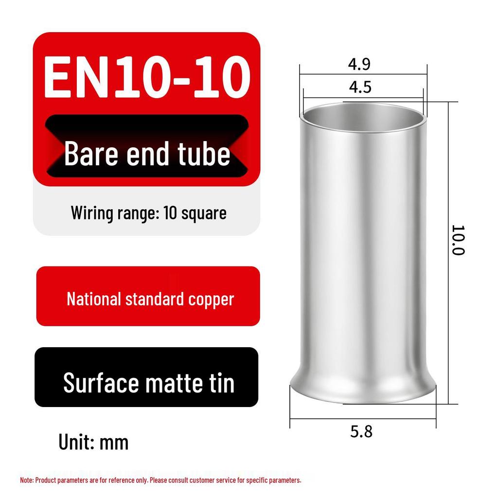 EN Tubular Bare End Cold Crimp Terminal - Purple Copper Pin Type Connector Lug