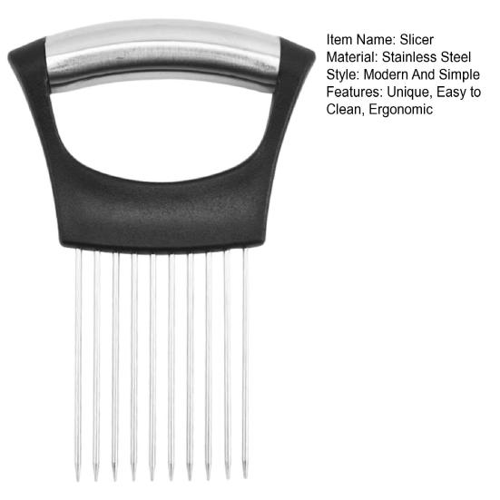 Stainless Steel Onion Holder & Slicer with 10 Prongs Hands-Free Vegetable Slicer for Onions Tomatoes Lemons Meat Kitchen Cutting Tool