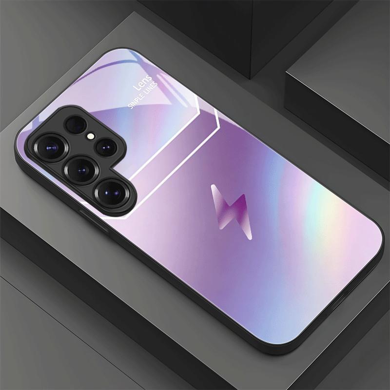 Creativity Lightning Exquisite Luxury High-end PhoneCase Glass PhoneCase for Samsung Galaxy S26 S25 S24 S23 S22 FE,Ultra,Plus